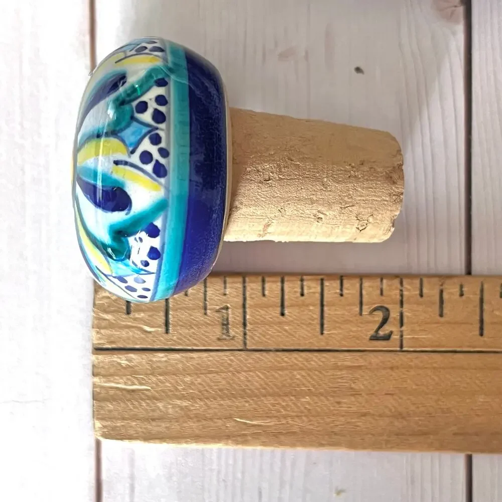 Deruta Italy Hand-Painted Ceramic Pottery Wine Cork Bottle Coaster / Small Plate - Picture 7 of 7